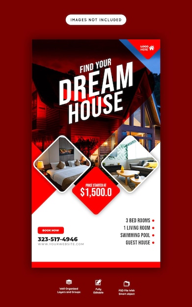 Free PSD real estate house property instagram and facebook story template