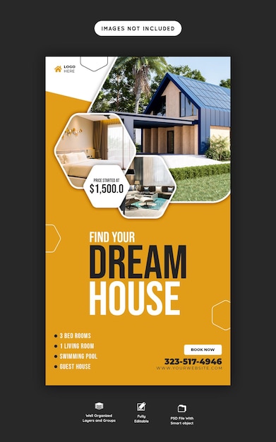 Free PSD real estate house property instagram and facebook story template