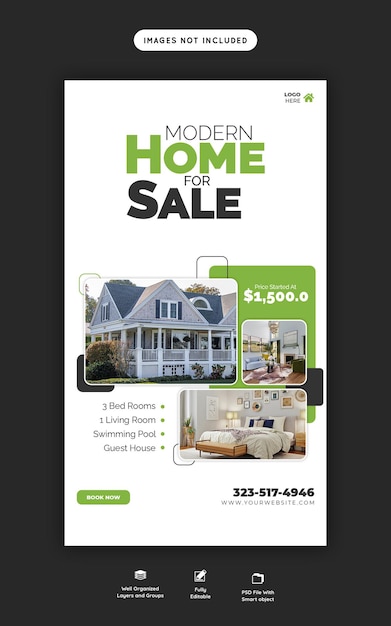 Free PSD real estate house property instagram and facebook story template