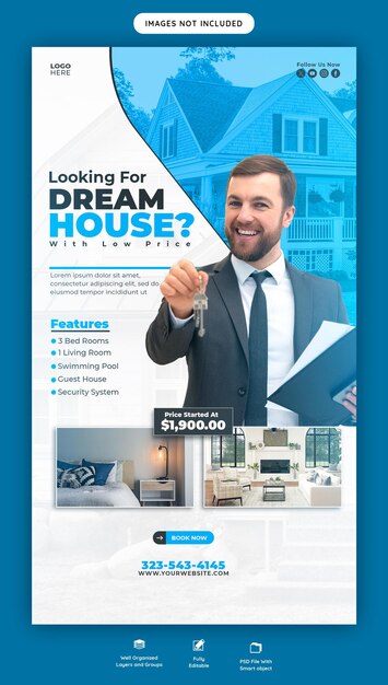 Free PSD real estate house property instagram and facebook story template