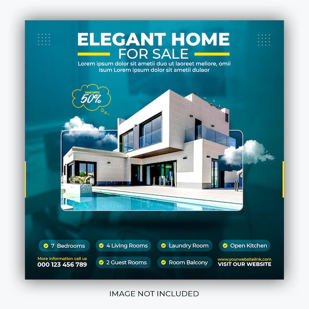 Real estate house property instagram post or square web banner promo template