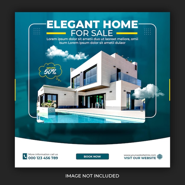 Real estate house property instagram post or square web banner promo template