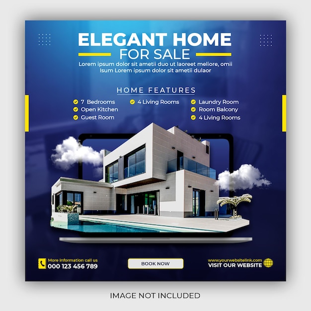 Real estate house property Instagram post or square web banner  template