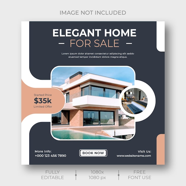 Real estate house property social media or Instagram post template