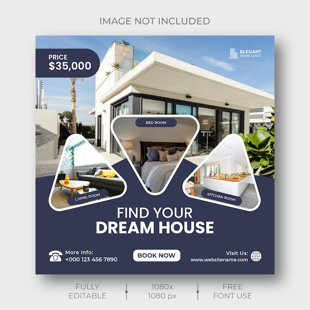 Free PSD real estate house property social media or instagram post template