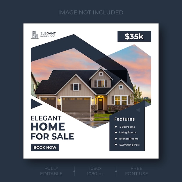 Real estate house property social media Instagram post or web banner template