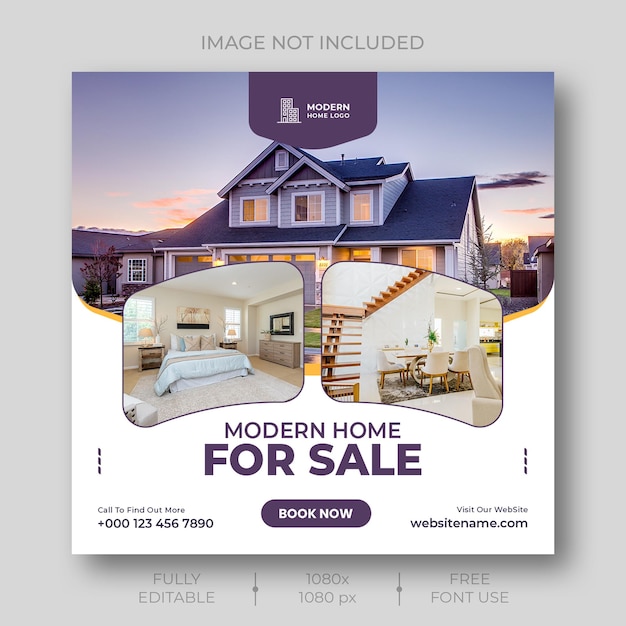 Real estate house property social media Instagram post or web banner template