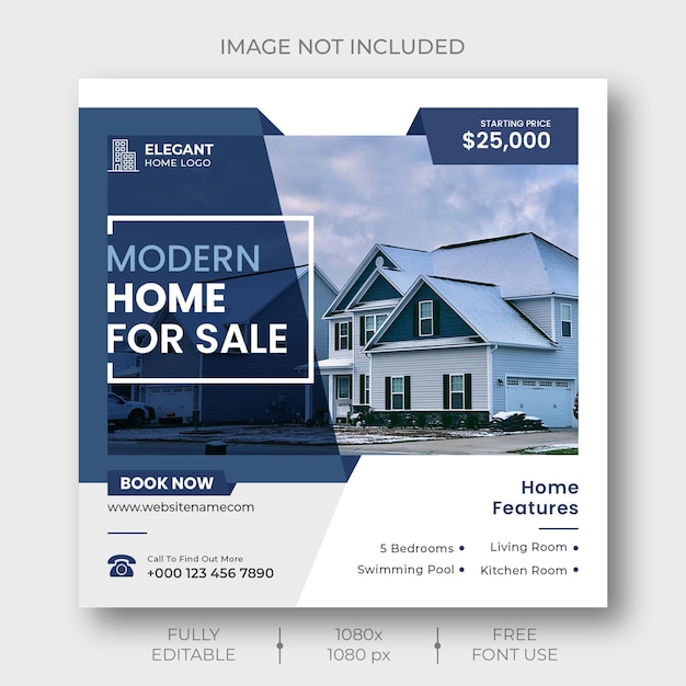 Free PSD real estate house property social media instagram post or web banner template