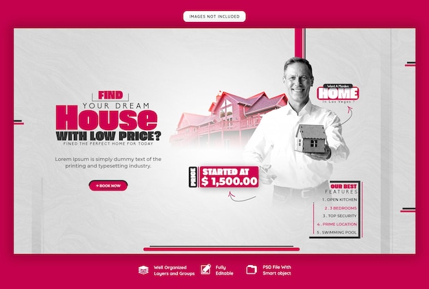 Free PSD real estate house property web banner template