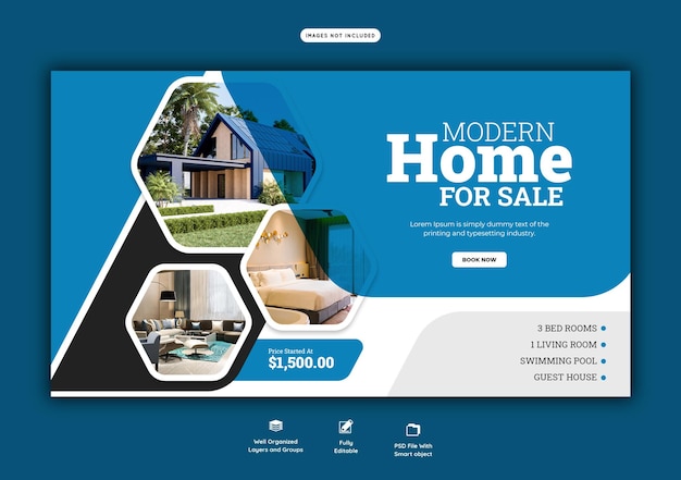 Free PSD real estate house property web banner template