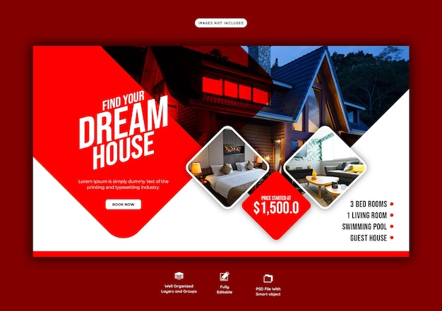 Real estate house property web banner template