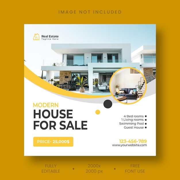 Real estate house social media Instagram post or web banner template