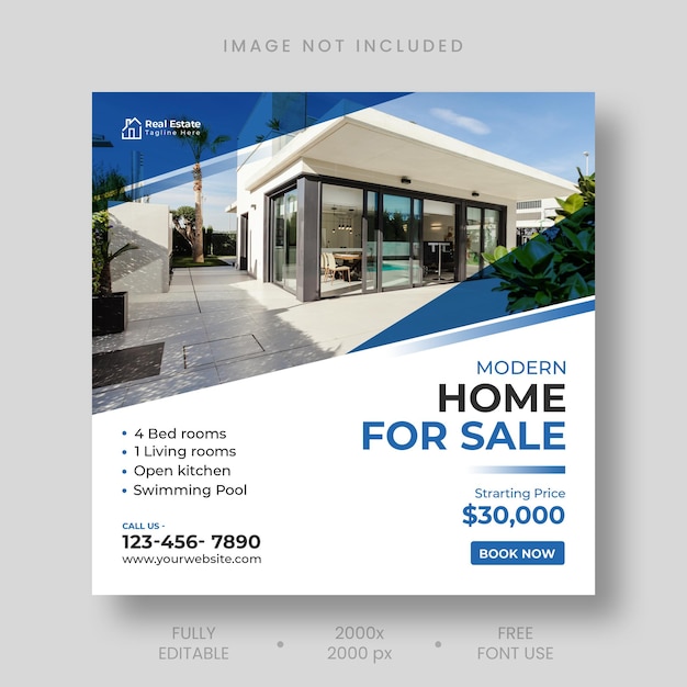 Free PSD real estate house social media instagram post or web banner template