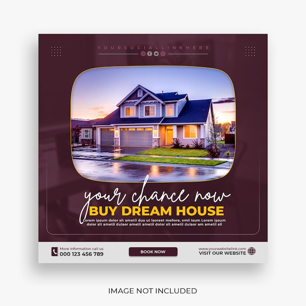 Real estate house social media post or square banner template