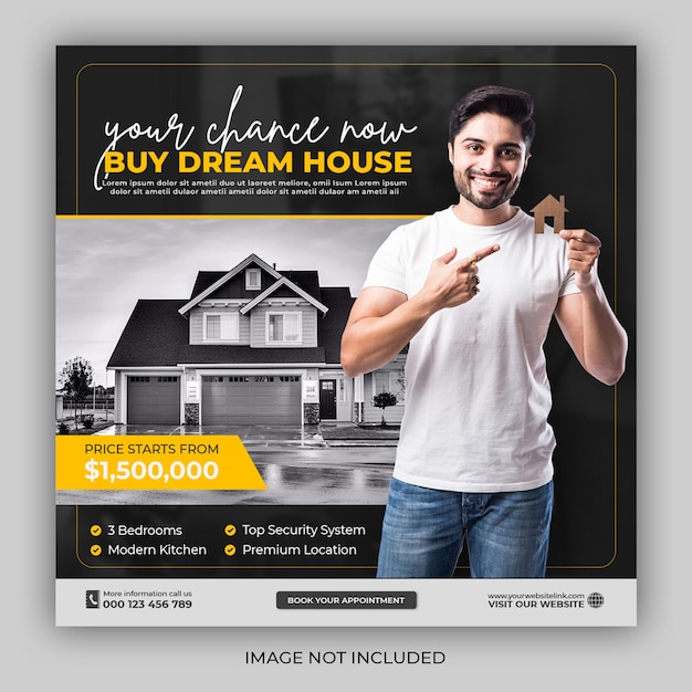 Real estate house social media post or square flyer template