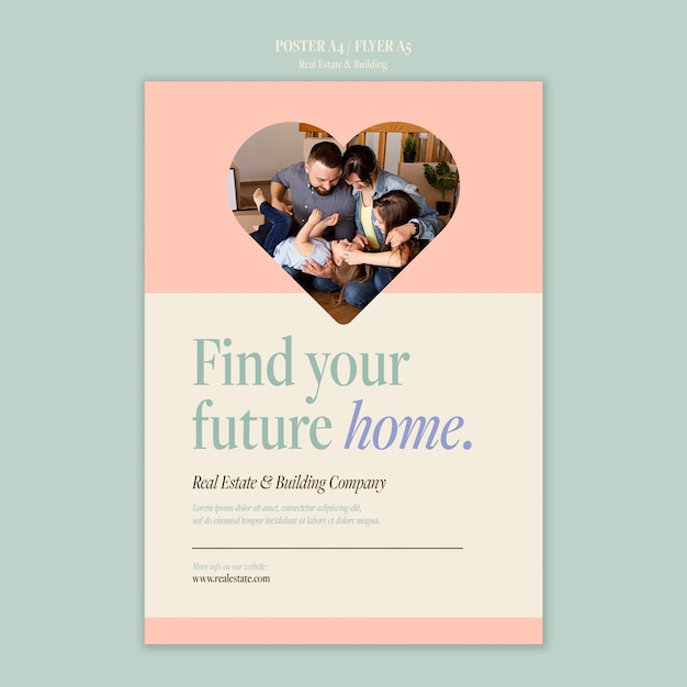 Free PSD real estate and interior design vertical poster template