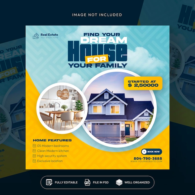 real estate luxury house property Instagram post or social media Instagram banner template