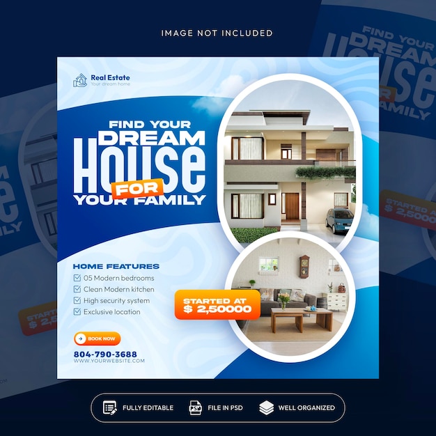 real estate luxury house property Instagram post or social media Instagram banner template