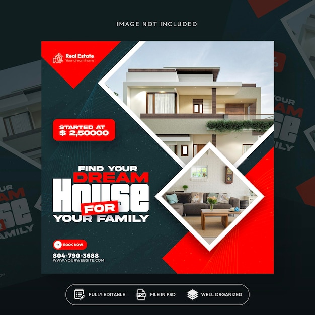 Real estate luxury house property instagram post or social media instagram banner template