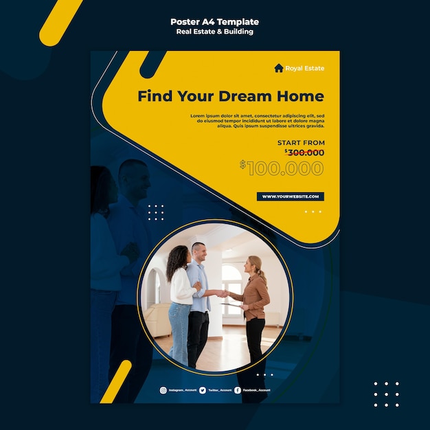 Free PSD real estate poster template