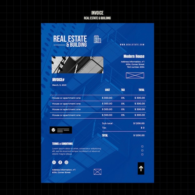 Free PSD real estate project invoice template