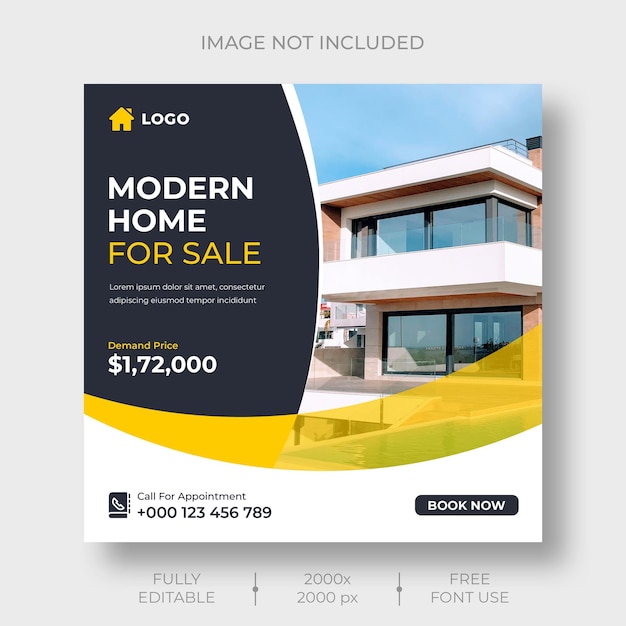 Free PSD real estate social media or instagram post banner template