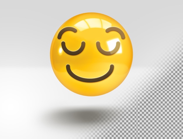 Free PSD realistic 3d happy emoji with a quiet smile