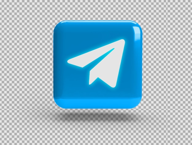 Free PSD realistic 3d square with telegram logo