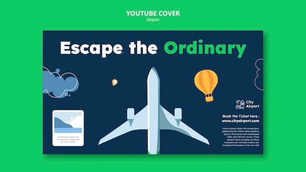 Free PSD realistic airport concept youtube cover