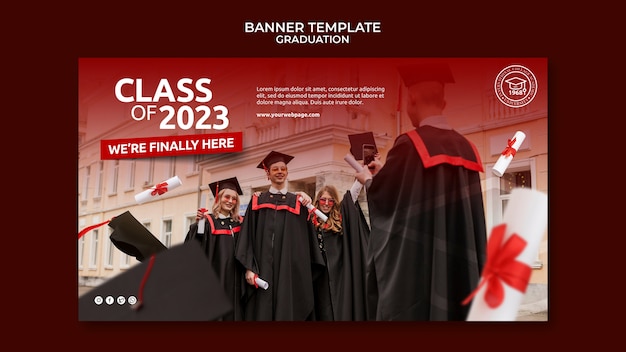 Realistic banner graduation template