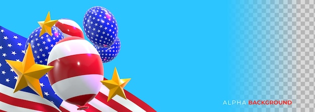 Realistic banners 4th of july independence day. 3d illustration