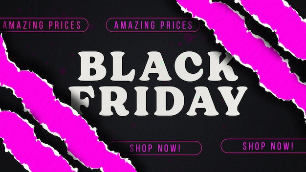 Realistic Black Friday Banner Template with ripped paper