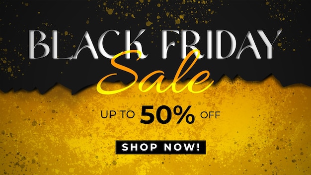 Realistic Black Friday Banner Template with ripped paper