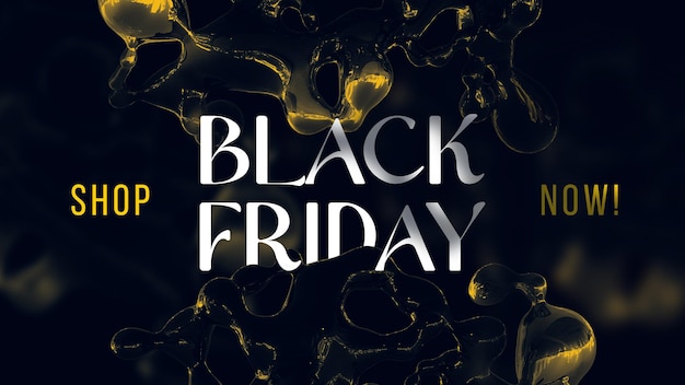 Realistic Black Friday Banner templates with 3d liquid drops