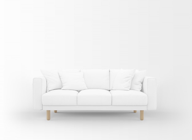 Free PSD realistic blank sofa with little tables isolated on white