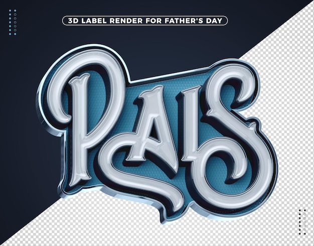 Realistic blue Father's Day 3d logo for compositions