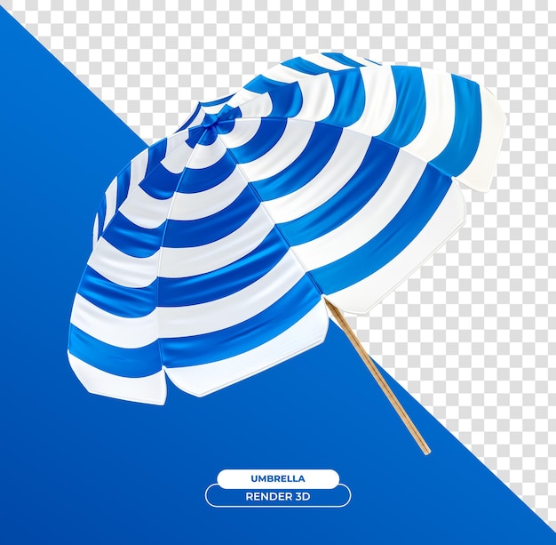 Free PSD realistic blue and white parasol on transparent background