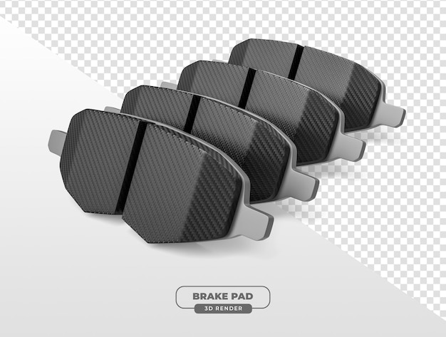 Realistic brake pads rendered in 3d render for automotive applications with transparent background