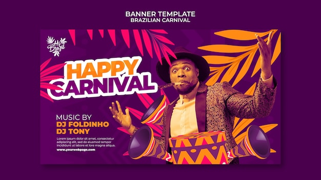 Realistic brazilian carnival banner template