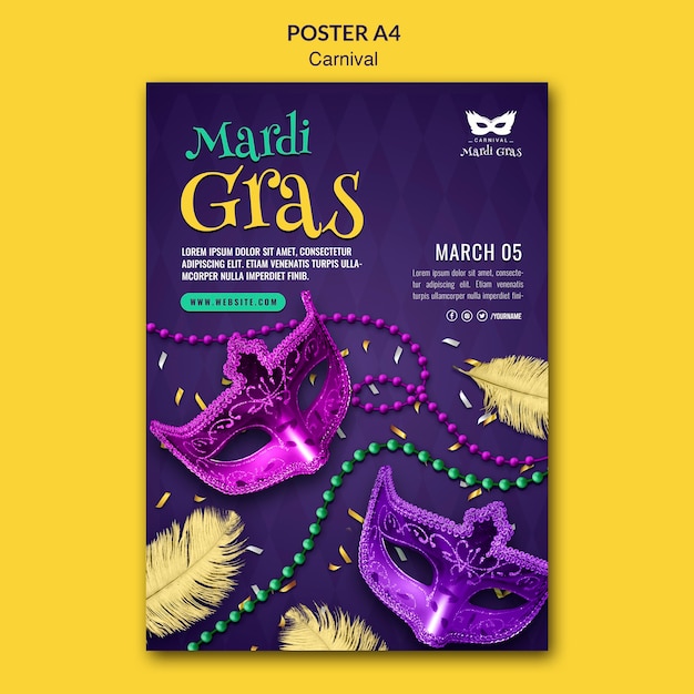 Free PSD realistic carnival poster template design