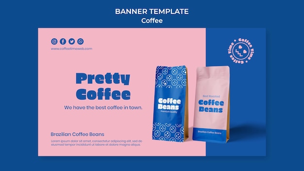 Realistic coffee banner template design