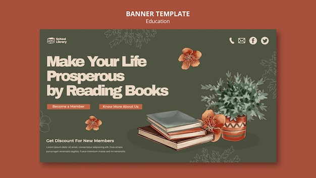 Free PSD realistic education banner template design