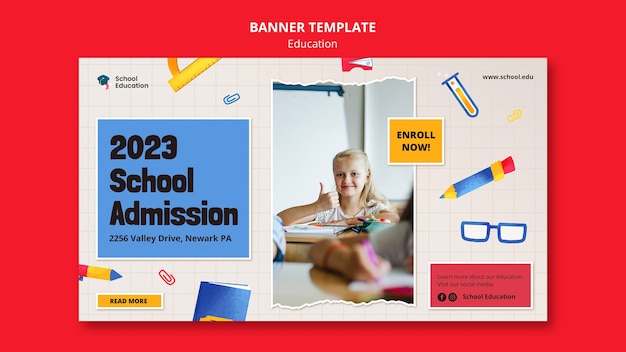 Free PSD realistic education banner template design