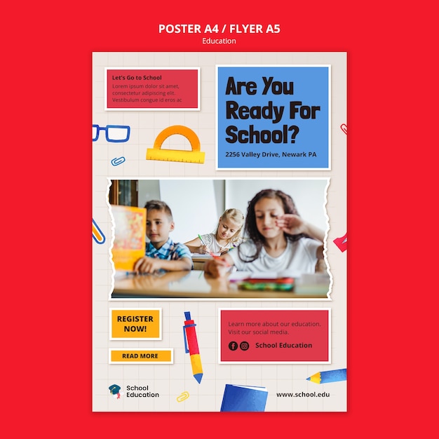 Realistic education poster template design