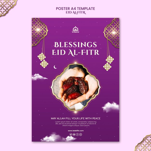 Realistic eid al-fitr design template