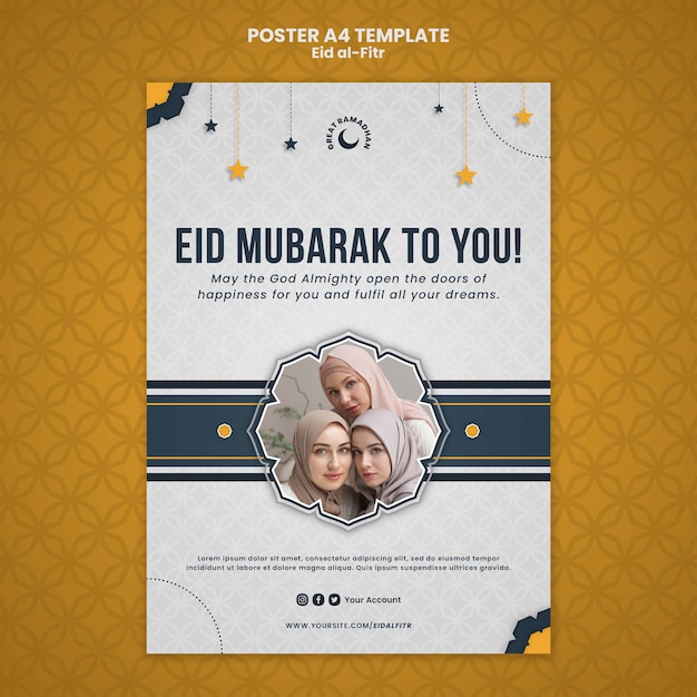 Free PSD realistic eid al-fitr design template