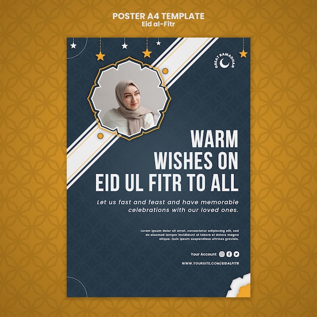 Free PSD realistic eid al-fitr design template