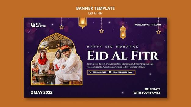 Free PSD realistic eid al-fitr design template