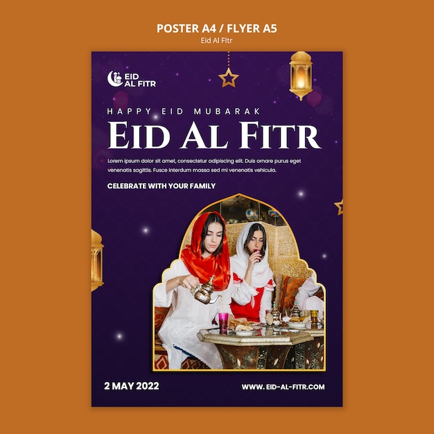 Realistic eid al-fitr design template