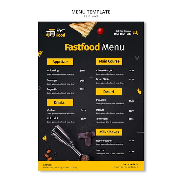 Free PSD realistic fast food design template